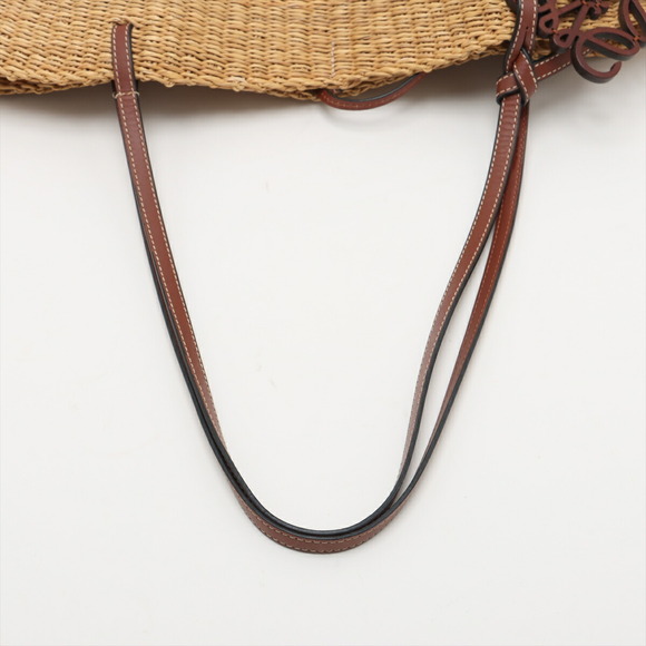 Loewe Shell Basket Elephant Grass Leather Bag Beige Tan Brown - Picture 5 of 8
